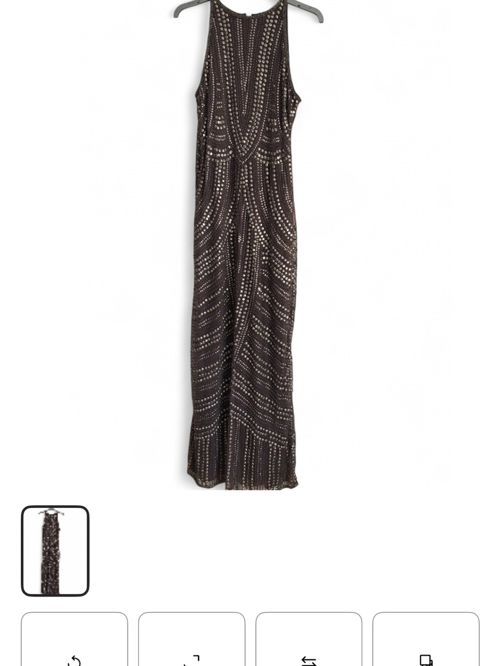 Pisarro Nights Black Maxi Dress with Silver Stud Detailing